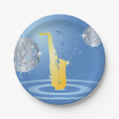 ディスコジャズサックスきらめく鏡ボール ペーパープレート (正面)
