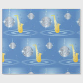 ディスコジャズサックスきらめく鏡ボール ラッピングペーパー (フラット)