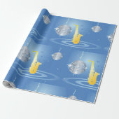 ディスコジャズサックスきらめく鏡ボール ラッピングペーパー (アンロールド)