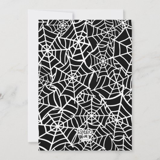 ディスコスパイダースハロウィンパープルレトロ衣装パーティー 招待状 (裏面)