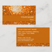 ディスコタイルオレンジ色の名刺オレンジ色ストライプ 名刺 (正面/裏面)