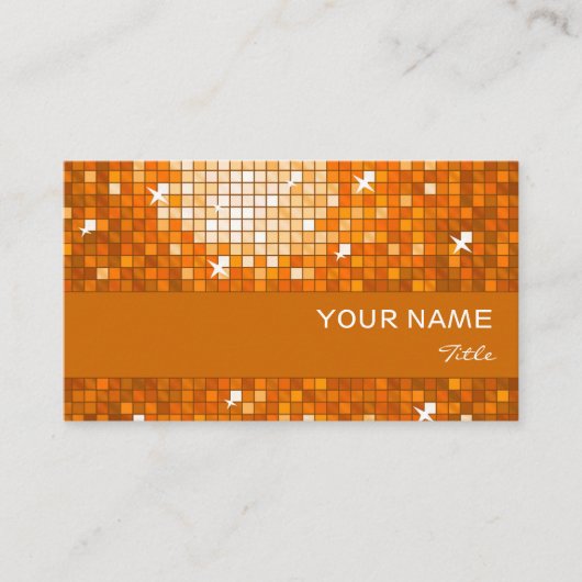 ディスコタイルオレンジ色の名刺オレンジ色ストライプ 名刺 (正面)