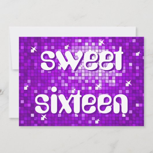 ディスコタイルパープル'sweet sixteen'アメリア文字 招待状 (正面)