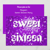 ディスコタイルパープル'sweet sixteen'アメリア文字 招待状 (正面/裏面)