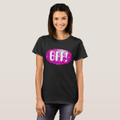 ディスコタイルピンクの'BFF!'女性のTシャツ黒 Tシャツ (正面フル)