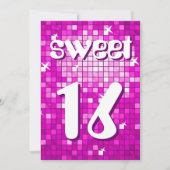 ディスコタイルピンク'Sweet 16'招待アメリア文字 招待状 (正面)