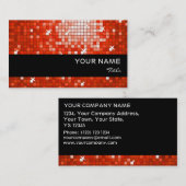 ディスコタイルレッドビジネスカードブラックストライプ 名刺 (正面/裏面)