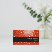 ディスコタイルレッドビジネスカードブラックストライプ 名刺 (スタンド正面)