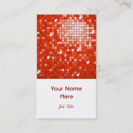 ディスコタイルレッドビジネスカードホワイトポートレート 名刺