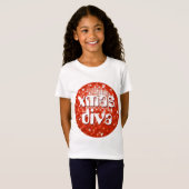 ディスコタイル赤'クリスマスdiva'女の子は白にフィット tシャツ (正面フル)