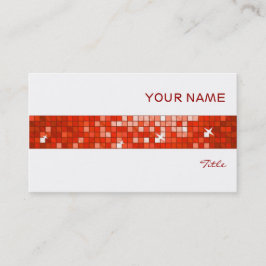 ディスコタイル赤タイルストライプ白 名刺