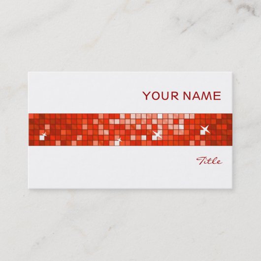 ディスコタイル赤タイルストライプ白 名刺 (正面)