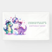 ディスコダイナソーの水彩画 バースデーパーティー 横断幕 (横)