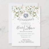 ディスコダスティブルーボールフローラブライダルシャワー 招待状 (正面)