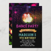 ディスコダンスの誕生日パーティーの招待 招待状 (正面/裏面)