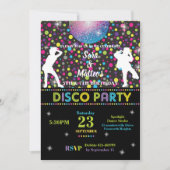 ディスコダンスジョイントツインズバースデーパーティーボーイガール 招待状 (正面)