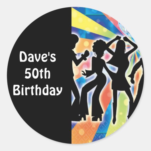ディスコダンスバースデーパーティー好意ラベル ラウンドシール (正面)
