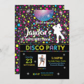 ディスコダンスバースデーパーティー招待少年 招待状 (正面/裏面)