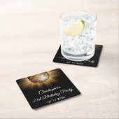 ディスコダンスバースデーパーティー金ゴールドスパークル スクエアペーパーコースター (インサイチュ)