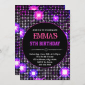 ディスコダンスパーティーの誕生日の招待 招待状 (正面/裏面)