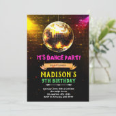 ディスコダンスパーティーの誕生日の招待 招待状 (スタンド正面)