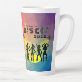 ディスコダンスフロア数々のレトロカラーお祝い カフェラテマグ (右)