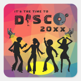 ディスコダンスフロア数々のレトロカラーお祝い スクエアシール