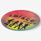 ディスコダンスフロア数々のレトロカラーお祝い ペーパープレート (アングル)