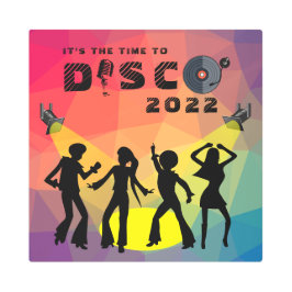 ディスコダンスフロア数々のレトロカラーお祝い メタルプリント