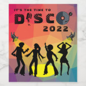 ディスコダンスフロア数々のレトロカラーお祝い ワインラベル (シングルラベル)