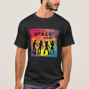 ディスコダンスフロア数々のレトロカラーお祝い Tシャツ