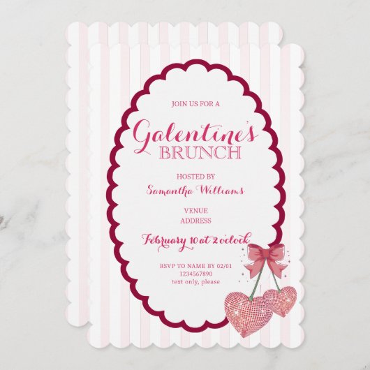 ディスコトレンディなコケッティスカートのチェリーグレイのガレンティーンズ 招待状 (正面/裏面)