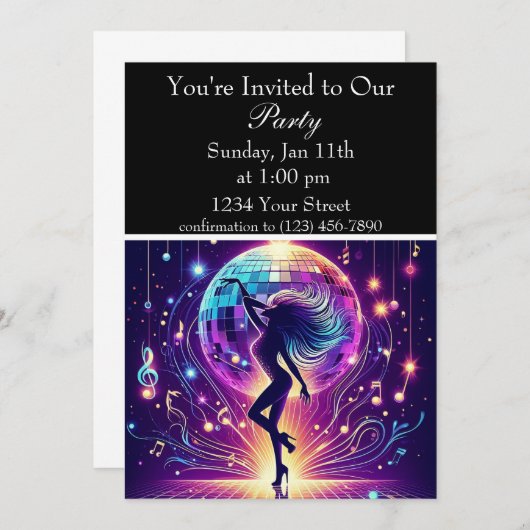 ディスコナイト：エレクトリックムーブスパーティーの招待状 招待状 (正面/裏面)