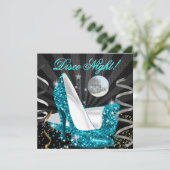 ディスコナイト ティール ゴールド ブラック グリッター ハイ ヒール 招待状 (スタンド正面)