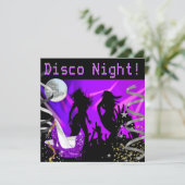 ディスコナイト パープルダンス ゴールド ブラック グリッター ヒール 招待状 (スタンド正面)