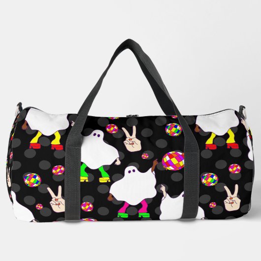 ディスコハロウィンアフリカのゴーストブラック ダッフルバッグ (正面)