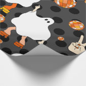 ディスコハロウィーンアフリカ幽霊オレンジ ラッピングペーパー (角)