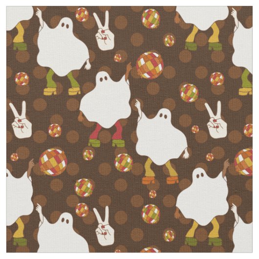 ディスコハロウィーンアフリカ幽霊ブラウン ファブリック (クローズアップ)