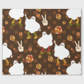 ディスコハロウィーンアフリカ幽霊ブラウン ラッピングペーパー (フラット)
