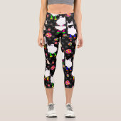 ディスコハロウィーンアフリカ幽霊ブラック カプリレギンス (正面)