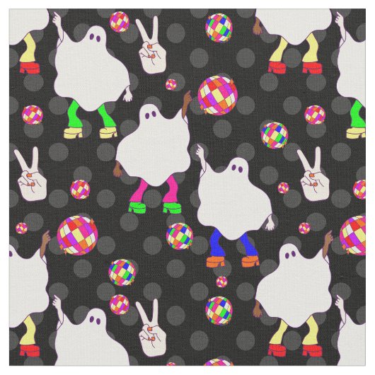 ディスコハロウィーンアフリカ幽霊ブラック ファブリック (クローズアップ)