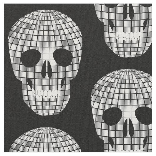 ディスコハロウィーン鏡ボールスカル ファブリック (クローズアップ)