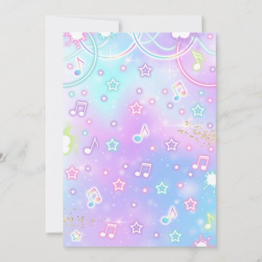 ディスコバースデーパーティー絞り染めネオングローダンスディスコ 招待状 (裏面)