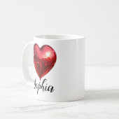 ディスコパーソナライズされたハート コーヒーマグカップ (正面左)