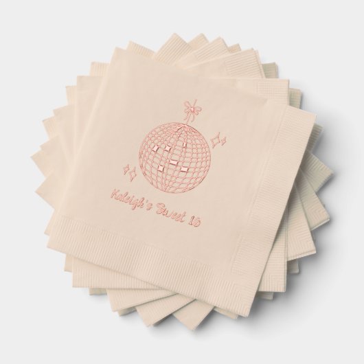 ディスコパーソナライズされたボール甘い16ピンクフォイルナプキンス 箔ナプキン (インサイチュ (積み重ね))