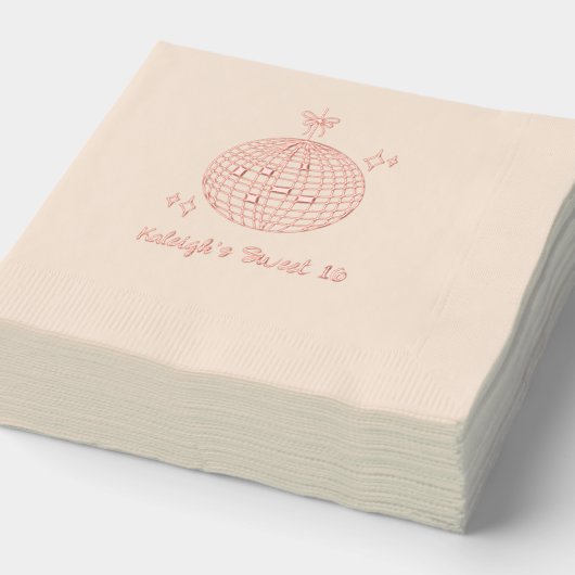 ディスコパーソナライズされたボール甘い16ピンクフォイルナプキンス 箔ナプキン (詳細)