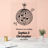 ディスコパーソナライズされたボール結婚の歓迎 アクリルサイン (ウェディング)