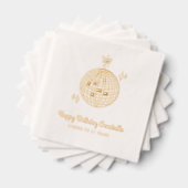 ディスコパーソナライズされたボール誕生日ゴールドフォイルナプキンス 箔ナプキン (インサイチュ (積み重ね))
