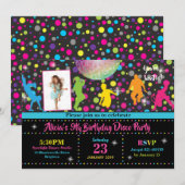 ディスコパーティの招待状ガールダンス誕生日招待状 招待状 (正面/裏面)