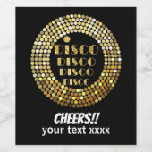 ディスコパーティダンスパーティー70sゴールドディスコボールワインl ワインラベル (シングルラベル)